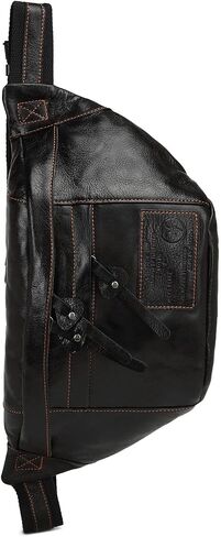 Lieseh Vintage Genuine Leather for Men Crossbody Shoulder Chest Pack Casual Bag Outdoor Travel Backpack in Saudi Arabia