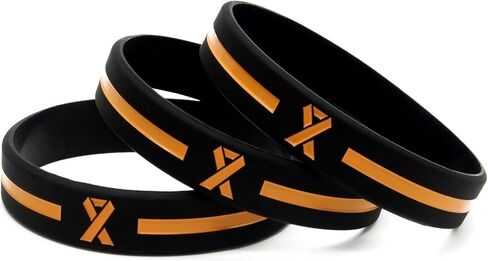 Orange Awareness Ribbon Wristbands (6-pack) - For Kidney Cancer Awareness, Skin Cancer, COPD, ADHD Awareness, Leukemia, Lupus, Racial Tolerance - Silicone Rubber Bracelets for Men Women in Kuwait
