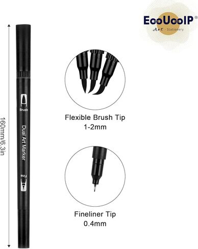 أقلام رسم مزدوجة الفرشاة من EooUooIP، 24 لونًا لكل قطعة - أقلام ملونة ذات رؤوس دقيقة للمشروعات الفنية - مثالية للفنانين والطلاب والأعمال اليدوية in Kuwait