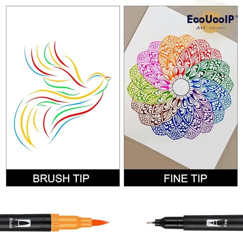 أقلام رسم مزدوجة الفرشاة من EooUooIP، 24 لونًا لكل قطعة - أقلام ملونة ذات رؤوس دقيقة للمشروعات الفنية - مثالية للفنانين والطلاب والأعمال اليدوية in Kuwait