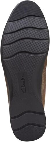حذاء باليه مسطح Jenette Ease للسيدات من Clarks، جلد أسمر داكن، عرض 8 in Saudi Arabia