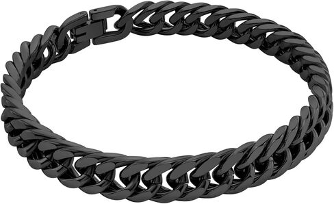 Cuban Chain Bracelet for Men Women, 5mm/7mm/9mm/13mm Width, Black/18K Gold Plated/Stainless Steel Curb Link Chain Bracelets, 7.5"/8.3"/9" Length-Send Gift Box in Saudi Arabia