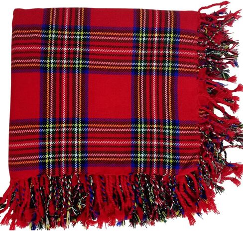 AAR Kilt Fly Plaid Acrylic Wool Scarf Rolled Fringe Shawl in Saudi Arabia