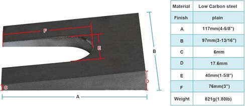 eoere 2 قطعة رقاقة فولاذية مشقوقة 7 درجة إسفين مدبب حافة حدوة الحصان الحجم: 4-5/8 بوصة × 3-13/16 بوصة، السُمك: 6 ~ 17.6 مم in Kuwait