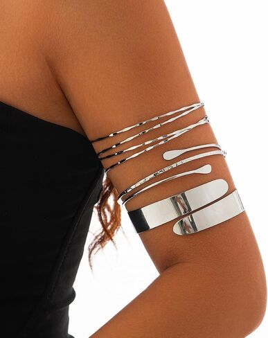 Minimalist Gold Arm Cuff For Women Dainty Silver Arm Cuff Upper Arm Simple 18k Gold Plated Thin Cuff Trendy Jewelry in Saudi Arabia