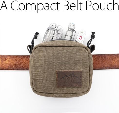diodrio Belt Pouch for Men Women YKK Zippers EDC Pouch, Belt Bag Waist Pack for Traveling, Hiking, Outdoors, Water Resistant, Heavy Duty Waxed Canvas, Olive in Kuwait