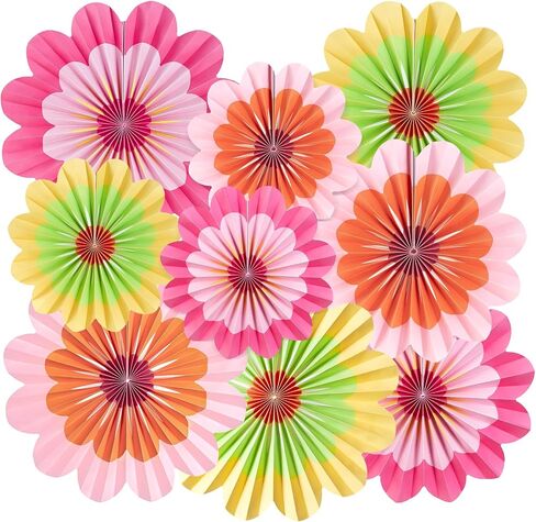 SUNBEAUTY Paper Flowers Decorations Pink Daisy Paper Flowers Decorations for Wall Hanging Paper Fans Decoration Floral Backdrop Decor for Birthday Wedding Baby Shower Classroom Decoration Set of 9 in Saudi Arabia