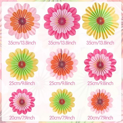 SUNBEAUTY Paper Flowers Decorations Pink Daisy Paper Flowers Decorations for Wall Hanging Paper Fans Decoration Floral Backdrop Decor for Birthday Wedding Baby Shower Classroom Decoration Set of 9 in Saudi Arabia