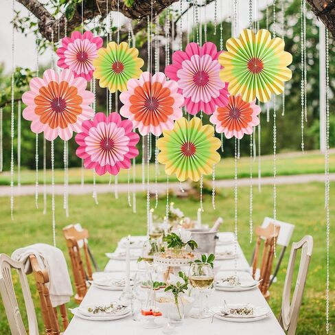 SUNBEAUTY Paper Flowers Decorations Pink Daisy Paper Flowers Decorations for Wall Hanging Paper Fans Decoration Floral Backdrop Decor for Birthday Wedding Baby Shower Classroom Decoration Set of 9 in Saudi Arabia