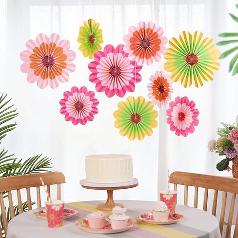 SUNBEAUTY Paper Flowers Decorations Pink Daisy Paper Flowers Decorations for Wall Hanging Paper Fans Decoration Floral Backdrop Decor for Birthday Wedding Baby Shower Classroom Decoration Set of 9 in Saudi Arabia