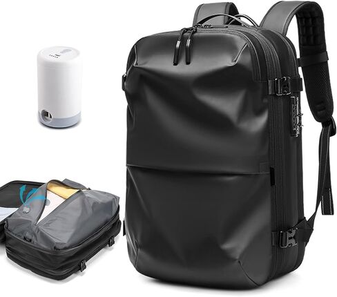 حقيبة ظهر Vacpack، حقيبة ظهر قابلة للتوسيع بسعة 16 جالون مع نظام ضغط محكم للسفر، حمل خلفي هوائي (أسود مع مضخة هواء) in Kuwait