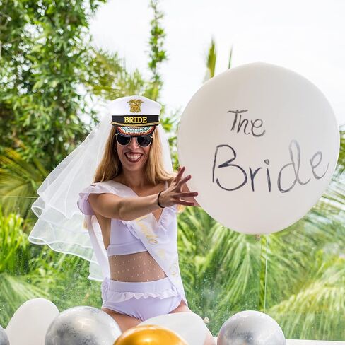 MGupzao Bride Captain Hat Bachelorette Party Favor, Bridal Party Hats with Veil, Bride to be Gift, Beach Boat Party in Saudi Arabia