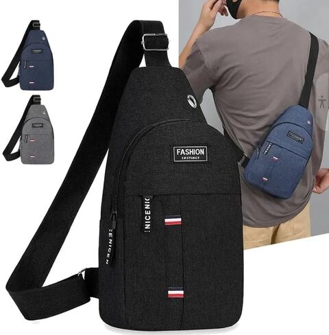 Chest Bag Men's One Shoulder Crossbody Bag Large Capacity Outdoor Sports And Leisure Fashion Small Shoulder Bag Large Capacit, Black in Saudi Arabia