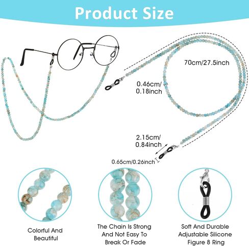 Stylish Eyeglass Chain, Healing Crystal Chains Beaded Sunglass Chain Women Eyewear Retainer Chain Around Neck Wear in Saudi Arabia