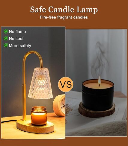 Candle Warmer Lamp Electric Timer - Candles Wax Warmers Glass Lamps for Jar Candles Burner No Flame Scented Melting Warming Lantern Adjustable Height Dimmable Light with 2 Bulb for Home Living Bedroom in Saudi Arabia