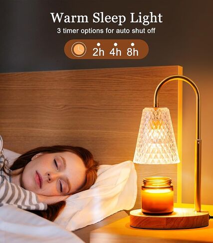 Candle Warmer Lamp Electric Timer - Candles Wax Warmers Glass Lamps for Jar Candles Burner No Flame Scented Melting Warming Lantern Adjustable Height Dimmable Light with 2 Bulb for Home Living Bedroom in Saudi Arabia