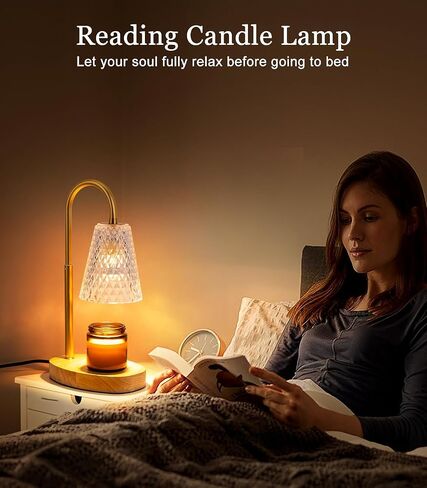 Candle Warmer Lamp Electric Timer - Candles Wax Warmers Glass Lamps for Jar Candles Burner No Flame Scented Melting Warming Lantern Adjustable Height Dimmable Light with 2 Bulb for Home Living Bedroom in Saudi Arabia