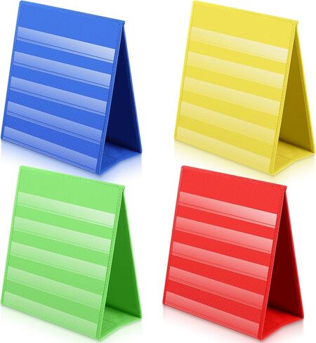 Ctosree 4 Pcs Tabletop Desktop Pocket Chart 25 x 21 inches Double Sided Pocket Chart Self Standing Pocket Chart Stand for Classroom Home Card Home Schedule Display Office, 4 Color in Saudi Arabia