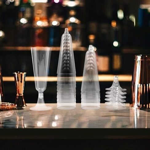 KBG 40 حزمة 5 أوقية مزامير الشمبانيا يمكن التخلص منها، مزامير الشمبانيا البلاستيكية، نظارات بار الميموزا، زجاج شمبانيا بلاستيكي شفاف in Kuwait