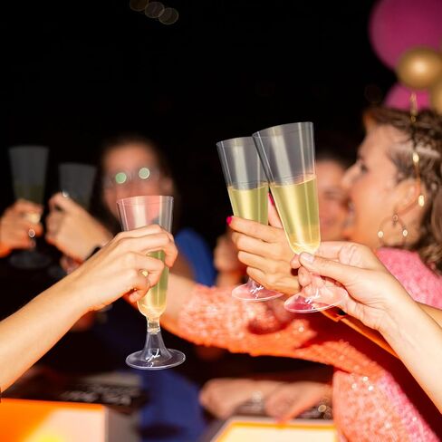 KBG 40 حزمة 5 أوقية مزامير الشمبانيا يمكن التخلص منها، مزامير الشمبانيا البلاستيكية، نظارات بار الميموزا، زجاج شمبانيا بلاستيكي شفاف in Kuwait