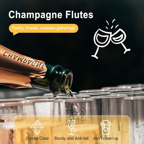 KBG 40 حزمة 5 أوقية مزامير الشمبانيا يمكن التخلص منها، مزامير الشمبانيا البلاستيكية، نظارات بار الميموزا، زجاج شمبانيا بلاستيكي شفاف in Kuwait