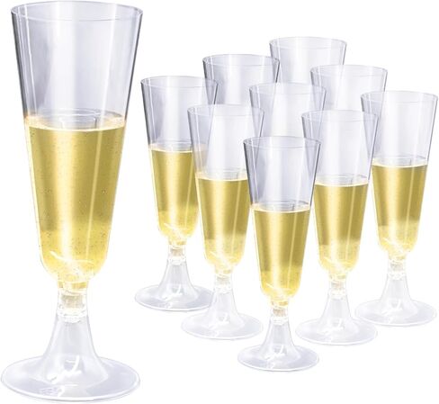 KBG 40 حزمة 5 أوقية مزامير الشمبانيا يمكن التخلص منها، مزامير الشمبانيا البلاستيكية، نظارات بار الميموزا، زجاج شمبانيا بلاستيكي شفاف in Kuwait