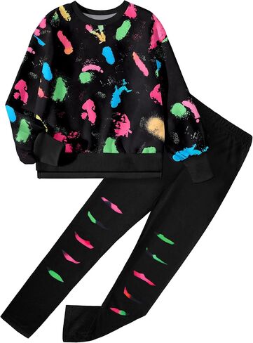 Girls Clothes, Girls Outfits Tie Dye Sweatshirt Tops and Leggings Sweatpants 2 Piece Fall Winter Clothes Set 7-14T in Saudi Arabia