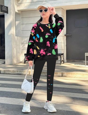 Girls Clothes, Girls Outfits Tie Dye Sweatshirt Tops and Leggings Sweatpants 2 Piece Fall Winter Clothes Set 7-14T in Saudi Arabia