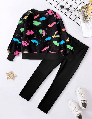 Girls Clothes, Girls Outfits Tie Dye Sweatshirt Tops and Leggings Sweatpants 2 Piece Fall Winter Clothes Set 7-14T in Saudi Arabia