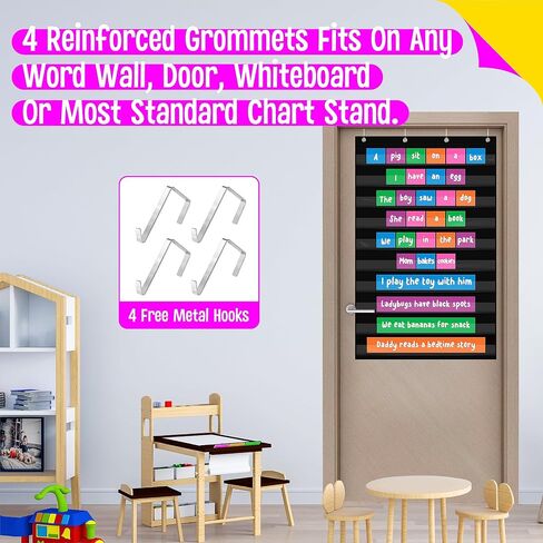 Daily Schedule Pocket Chart, Class Schedule with 7 Clear Pockets plus 3 Over Door Hangers for Classroom Home School Schedule organization & Time management-Fits 3.5" Sentence Strips & Word Cards in Saudi Arabia