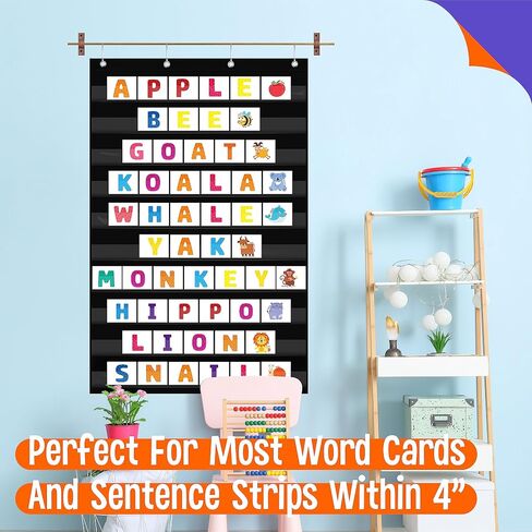 Daily Schedule Pocket Chart, Class Schedule with 7 Clear Pockets plus 3 Over Door Hangers for Classroom Home School Schedule organization & Time management-Fits 3.5" Sentence Strips & Word Cards in Saudi Arabia