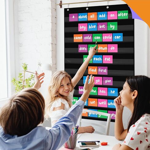 Daily Schedule Pocket Chart, Class Schedule with 7 Clear Pockets plus 3 Over Door Hangers for Classroom Home School Schedule organization & Time management-Fits 3.5" Sentence Strips & Word Cards in Saudi Arabia