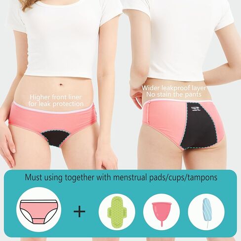 Teen Girls Period Underwear Menstrual Leakproof Panties for First Period Starter Panty Kids Cotton Protective Brief in Saudi Arabia