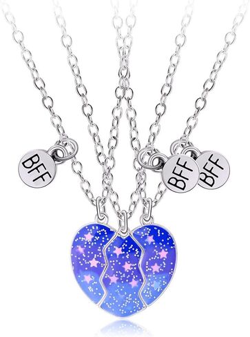 COLORFUL BLING 2-3PCS Half Split Heart BFF Necklace Cute Avocado Cat Matching Pendant Necklace Sisters by Heart Friendship Jewelry in Kuwait