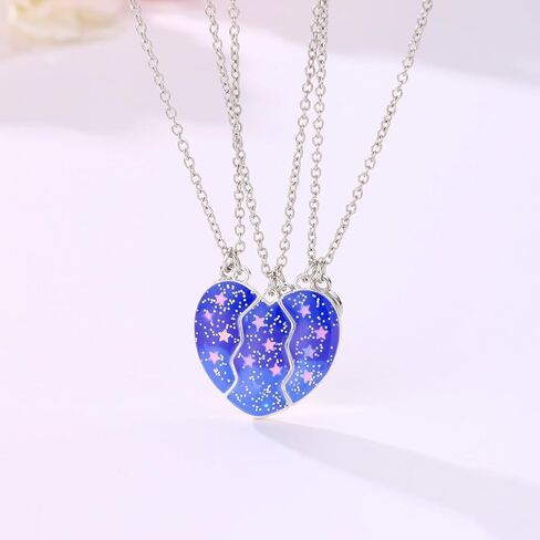 COLORFUL BLING 2-3PCS Half Split Heart BFF Necklace Cute Avocado Cat Matching Pendant Necklace Sisters by Heart Friendship Jewelry in Kuwait