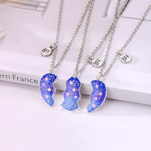 COLORFUL BLING 2-3PCS Half Split Heart BFF Necklace Cute Avocado Cat Matching Pendant Necklace Sisters by Heart Friendship Jewelry in Kuwait
