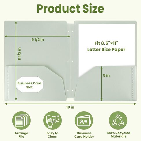 SUNEE 3 Hole Pocket Folders (5 Pack, Vintage Colors) Recycled Plastic Folders for 3 Ring Binder, 3-Hole Punched Folders with Pockets, for Kids, Students, Teachers, Office in Saudi Arabia
