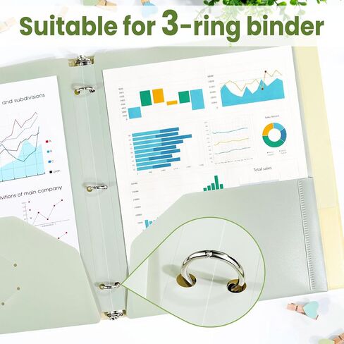 SUNEE 3 Hole Pocket Folders (5 Pack, Vintage Colors) Recycled Plastic Folders for 3 Ring Binder, 3-Hole Punched Folders with Pockets, for Kids, Students, Teachers, Office in Saudi Arabia