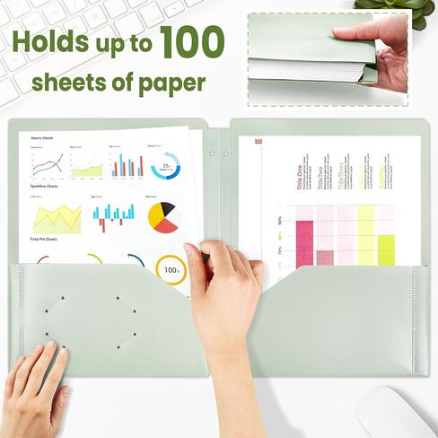 SUNEE 3 Hole Pocket Folders (5 Pack, Vintage Colors) Recycled Plastic Folders for 3 Ring Binder, 3-Hole Punched Folders with Pockets, for Kids, Students, Teachers, Office in Saudi Arabia
