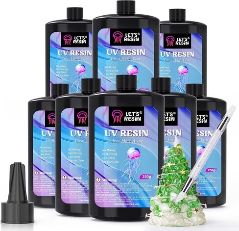 LET'S RESIN UV Resin, Upgraded 500g Crystal Clear UV Resin Hard, Low Odor Ultraviolet Epoxy Resin, UV Light Cure Solar Sunlight Activated Glue for Jewelry, Craft Decoration in Saudi Arabia