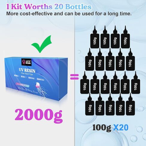 LET'S RESIN UV Resin, Upgraded 500g Crystal Clear UV Resin Hard, Low Odor Ultraviolet Epoxy Resin, UV Light Cure Solar Sunlight Activated Glue for Jewelry, Craft Decoration in Saudi Arabia