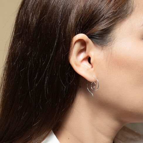 Boma Jewelry Sterling Silver Spiral Pull Through Hoop Earrings in Kuwait