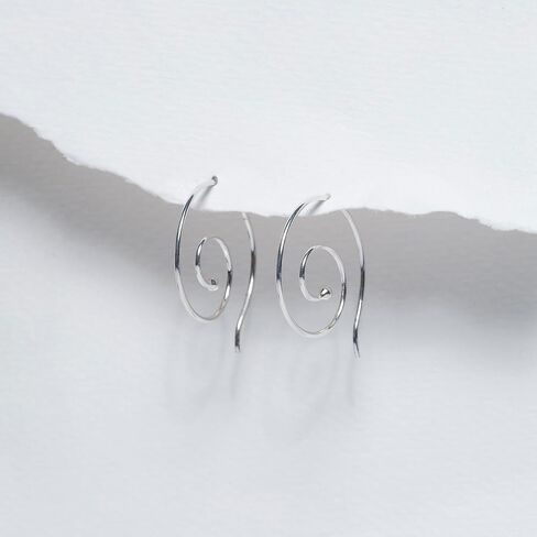 Boma Jewelry Sterling Silver Spiral Pull Through Hoop Earrings in Kuwait