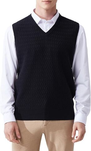 Men's V-Neck Sleeveless Pullover Sweater Casual Argyle Sweater Vest in Saudi Arabia