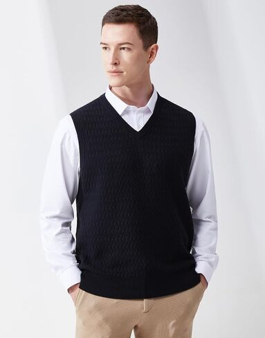Men's V-Neck Sleeveless Pullover Sweater Casual Argyle Sweater Vest in Saudi Arabia