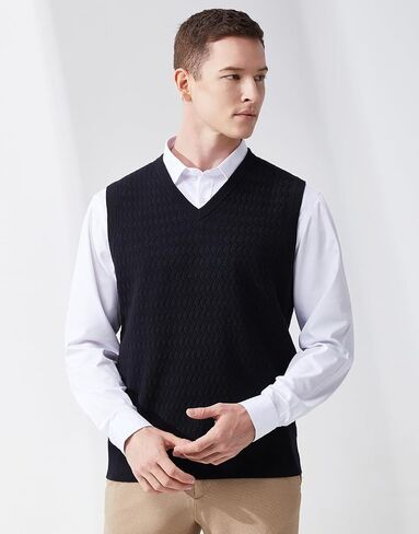Men's V-Neck Sleeveless Pullover Sweater Casual Argyle Sweater Vest in Saudi Arabia