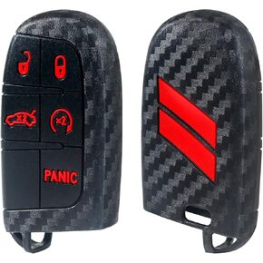 Key Fob Cover for Dodge Accessories 5 Button Key Fob Case for Dodge Charger Challenger Dart Durango Journey Replacement Remote Control 3 4 5 Buttons Key Fob Shell (Bright Red Design, 1 PC)