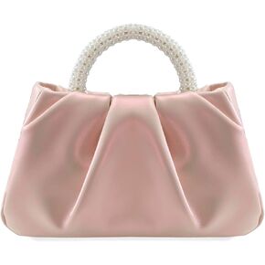 White Pearl Purse Women Soft Leather Evening Clutch Bag Wedding Prom Shoulder Crossbody Bag Small Chic Party Purse…