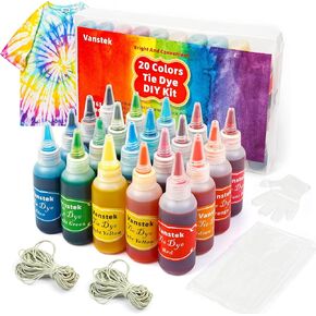 7 Colors Tie Dye Kit, 13.52oz Jumbo-Size Fabric Dye for Family Friends Groups Party Supplies, 59 Pack Tie Dye Kit for Women, Kids, Men by Vanstek
