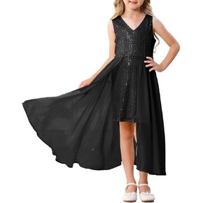 Girls Sequin Dress Kids Sleeveless Formal Sparkly Dress Prom Party Pageant Birthday Graduation Dresses Size 6-13